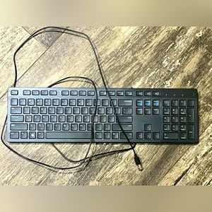 Genuine Dell USB Wired PC Computer Black Slim Keyboard